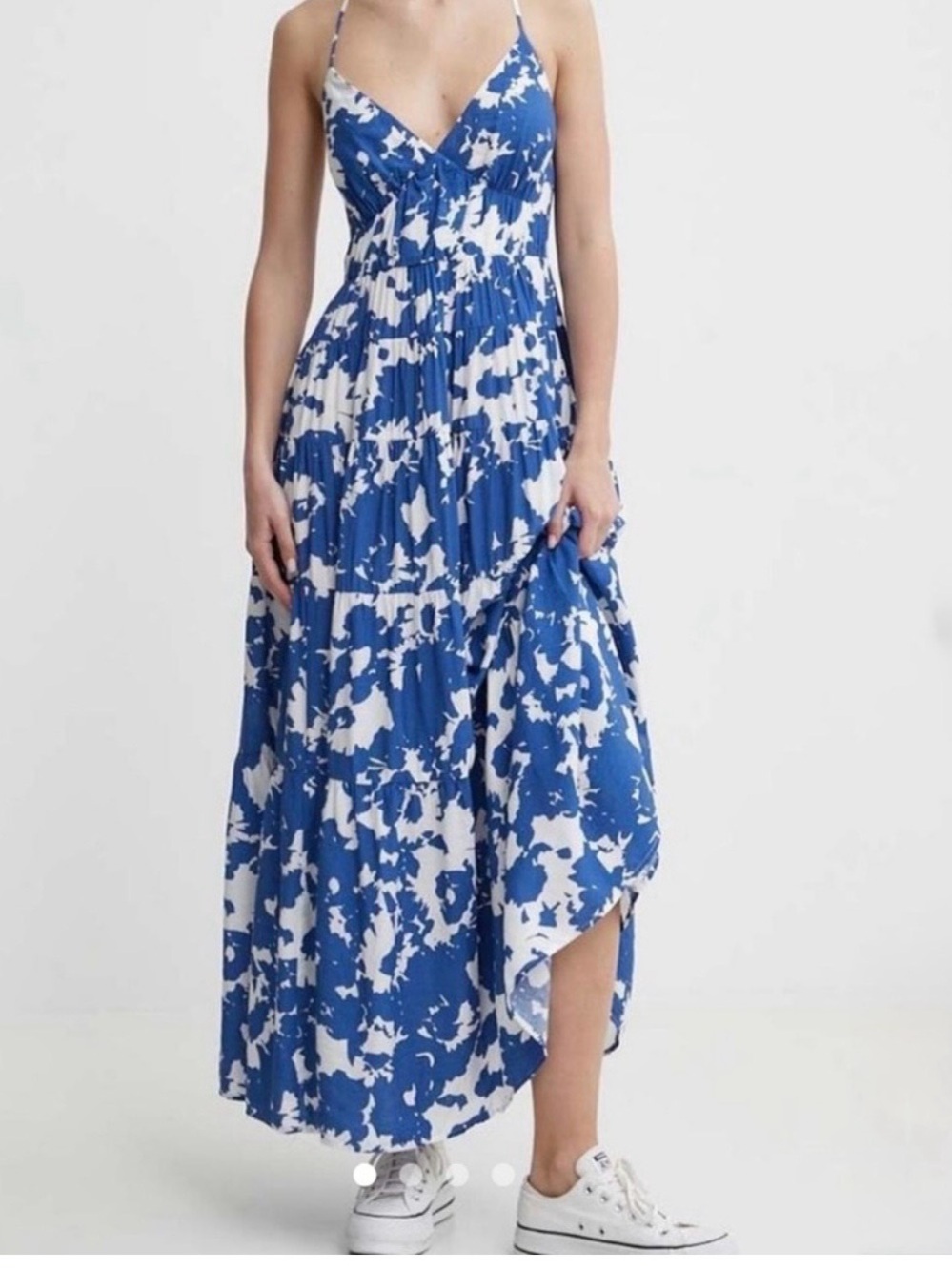 Abercrombie & Fitch Blue and White Spaghetti-Strap Maxi Dress
